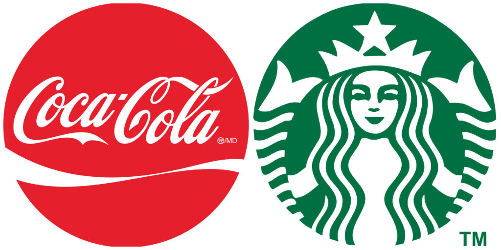 Logos of Coca Cola and Starbucks